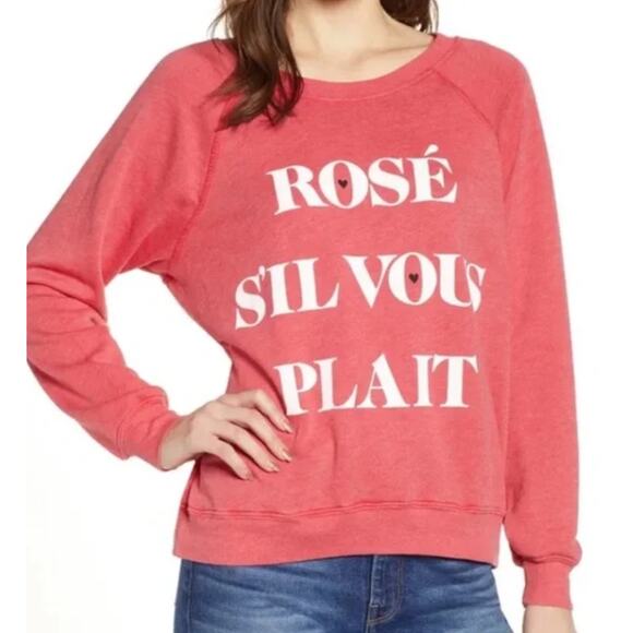 WILDFOX "Rose Sil Vous Plait" Jumper Pullover Small NWT* - Picture 1 of 6
